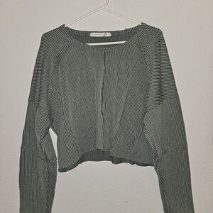 Women's Ribbed Knit Sweater - Gray
